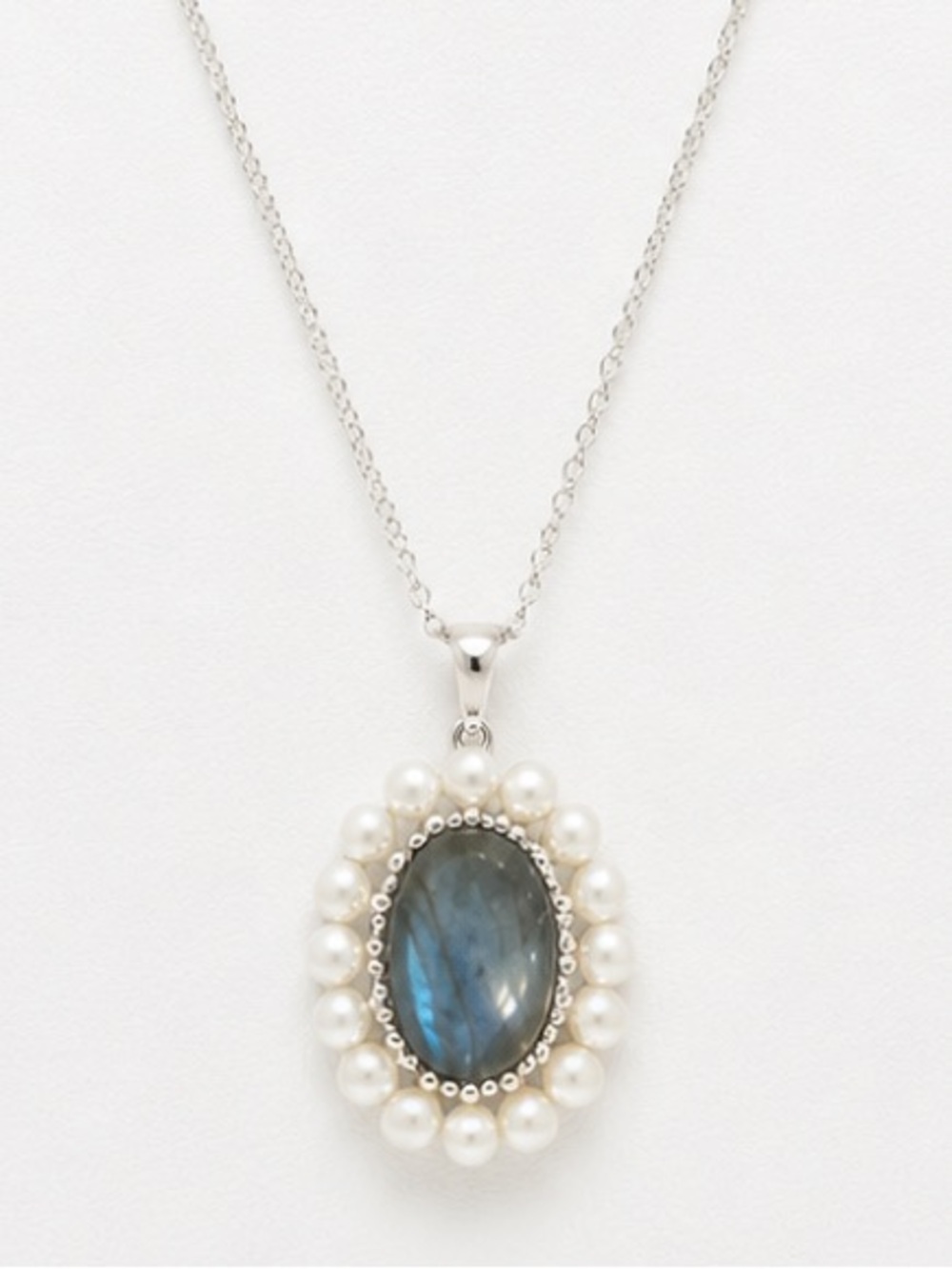 Malagasy Labradorite and Freshwater Pearl Eclipse Pendant  NWT